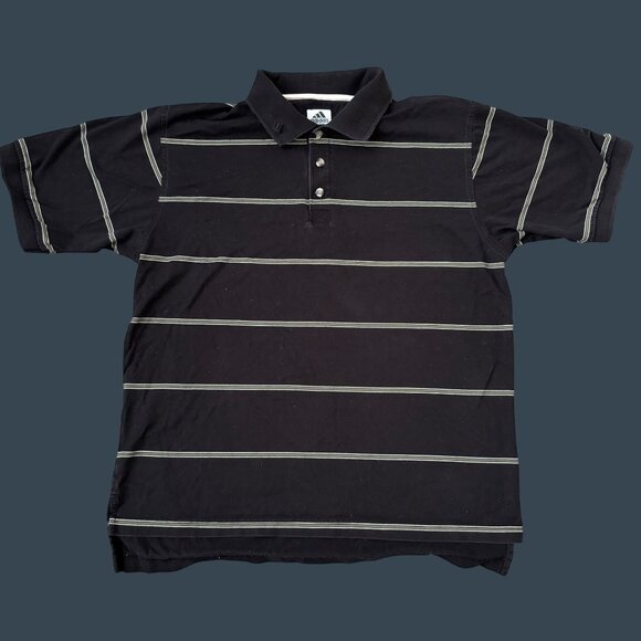 Adidas Black Striped Polo Shirt Mens S Short Sleeve Cotton Polyester Casual Wear - Picture 1 of 7